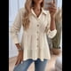 thumbnail image 5 of Blusa Peplum con Botones y Cuello de Larga para Mujer, Holgada y Texturizada. S, 5 of 9