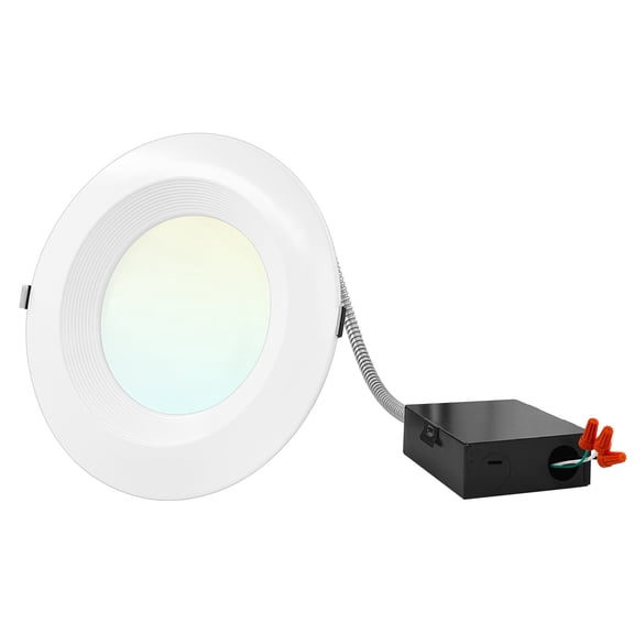 Luxrite 8 inch Commercial LED Recessed Light with J-Box, 16/21/27W, 3 Color Selectable, 1600/2100/2700 Lumens, Dimmable IC Rated Wet Rated