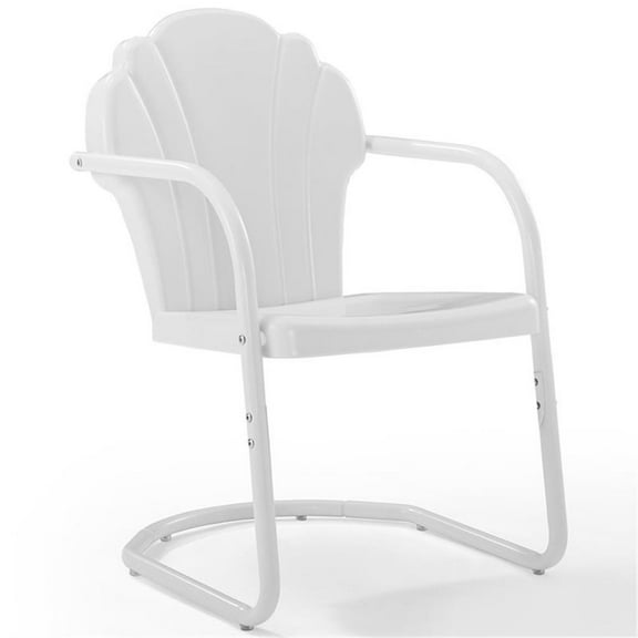 Afuera Living Steel Metal Outdoor Chair in White Satin (Set of 2)