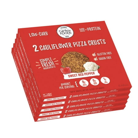 Cali'flour Foods Gluten Free, Low Carb Cauliflower Sweet Red Pepper Pizza Crusts - 5 Boxes - (10 Total Crusts, 2 Per