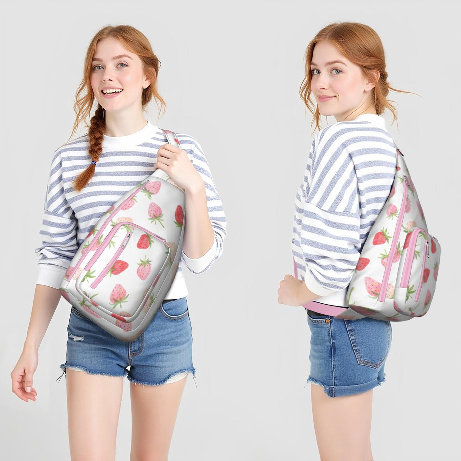 Strawberry Fruit Sling Bag Crossbody Backpack,Travel Sling Bag Trendy Sling Backpack for Women/Men for Cycling Mountain Climbing