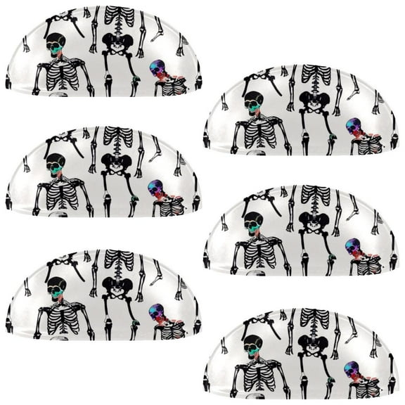 PhooArto 6 Pcs Cup Drawer Pulls, Color Human Skeleton Pattern Shell Shape Handles Cabinet Knobs for Dresser Cupboard Closet Wardrobe with Screws