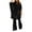 Black, variant on Homenesgenics Womens Pajama Sets Oversized Solid V-neck 3/4 Sleeve Pullover Shirt Tops Pants Trousers Set