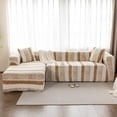 thumbnail image 4 of CJC Plush Velvet Sectional Couch Covers, 2pcs Stretch Sofa Covers with 2 Pillowcases for L Shape Corner Sofa Furniture Protector (Khaki, 3 Seat + 3 Seat), 4 of 13