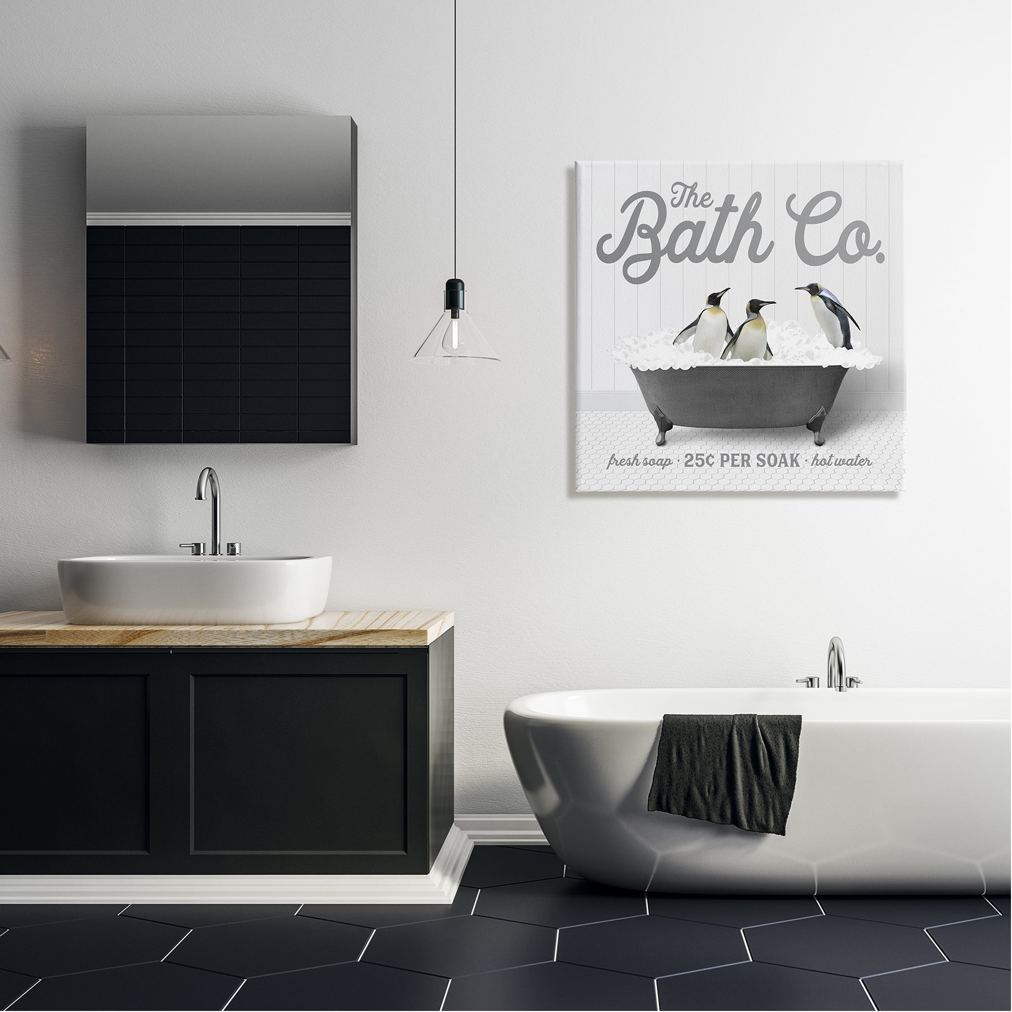 Stupell Industries Bubble Bath Penguins Animals & Insects Painting Gallery Wrapped Canvas Print Wall Art, 30 x 30