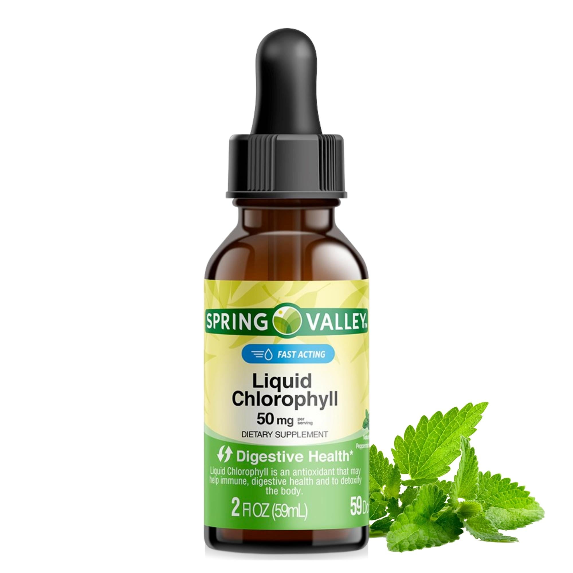Spring Valley Fast Acting Liquid Chlorophyll Supplement, Peppermint Flavor, Green - 2 fl oz