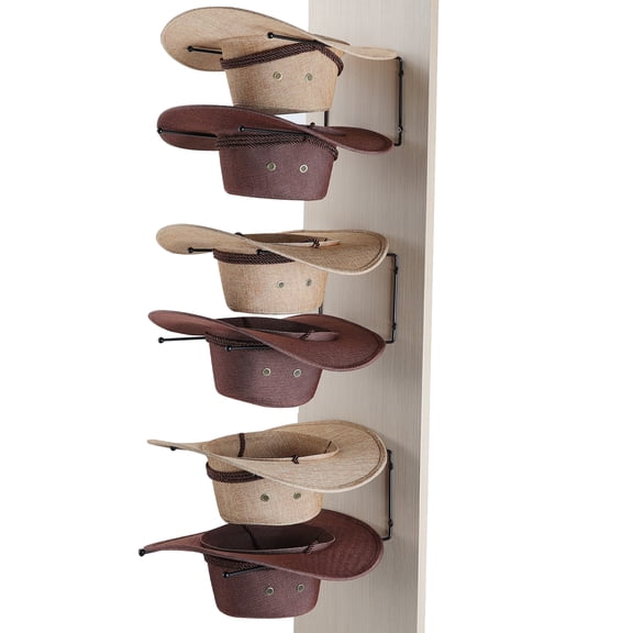 YIGII Cowboy Hat Rack - 6 Pieces Cowboy Hat Holder DIY Hat Hangers for Wall Display, Black Hat Holder Organizer