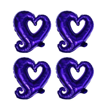 4pcs 18inch Lovely Heart Shape Foil Balloons Creative Party Decor Balloon for Wedding Birthday Festival (Purple)