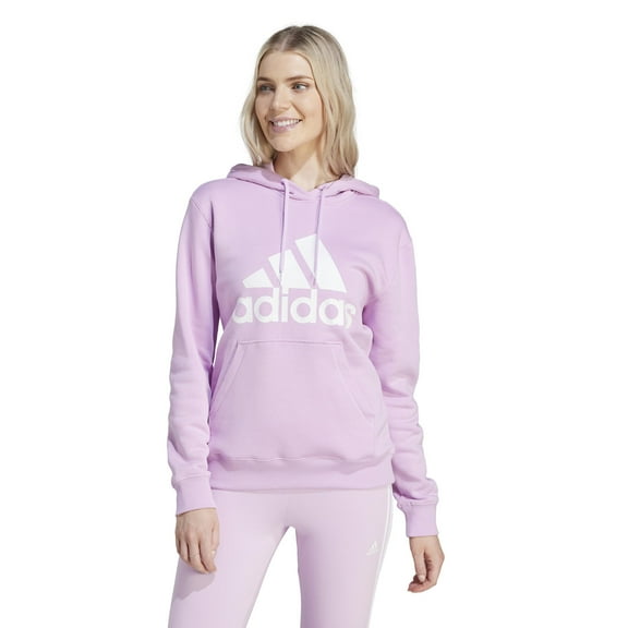 adidas Essentials Big Logo Regular Fleece Hoodie (Unisex, Bliss Lilac/White, LG, One Size)