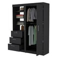 thumbnail image 3 of HomeRoots 518213 59 in. Black Soft Close Accent Cabinet with Three Shelves & One Drawer, 3 of 5