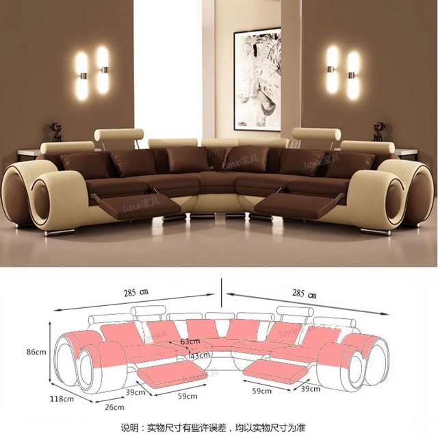 Creative leather functional sofa simple modern living room luxury villa large sofa combination personality fashion sofa My Lux Decor Round