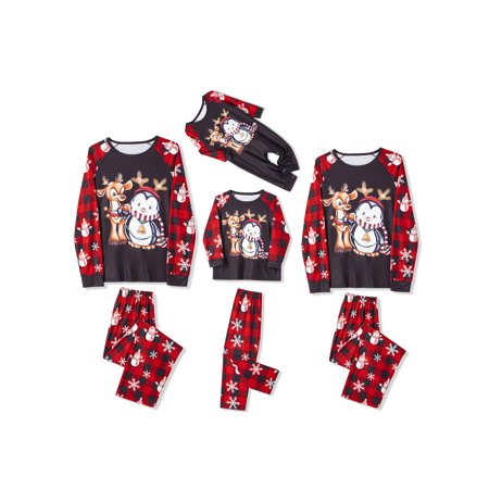 

Peyakidsaa Christmas Pajamas for Family Pjs Matching Sets Long Sleeve Christmas Cartoon Elk Print Outfit