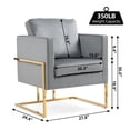 thumbnail image 2 of Modern Velvet Accent Chair, Mid-Century Upholstered Arm Chair with Gold Metal Legs, Comfy Single Sofa for Living Room, Bedroom, Side Chair for Salon Reception, Club, 2 of 5