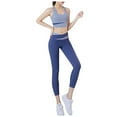 thumbnail image 5 of Hpapadks Women Workout Sets 2 Piece Quick Dry Solid Tracksuit Yoga Sports Bra High Waist Stretch Leggings Pants Set Yoga Outfits for Women Blue L, 5 of 5