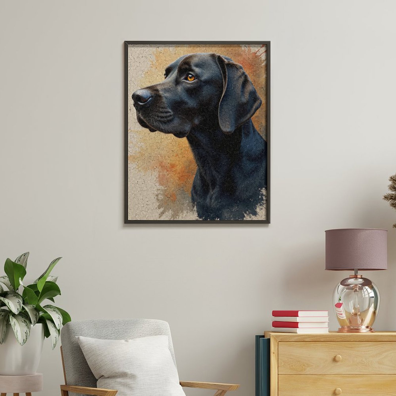 Paint By Numbers Kit for Adults Beginner - Black Dog Portrait Art DIY Canvas Painting Kits for Adults, Frameless Paint By Number for Adults for Home Wall Decor 16x20 Inch