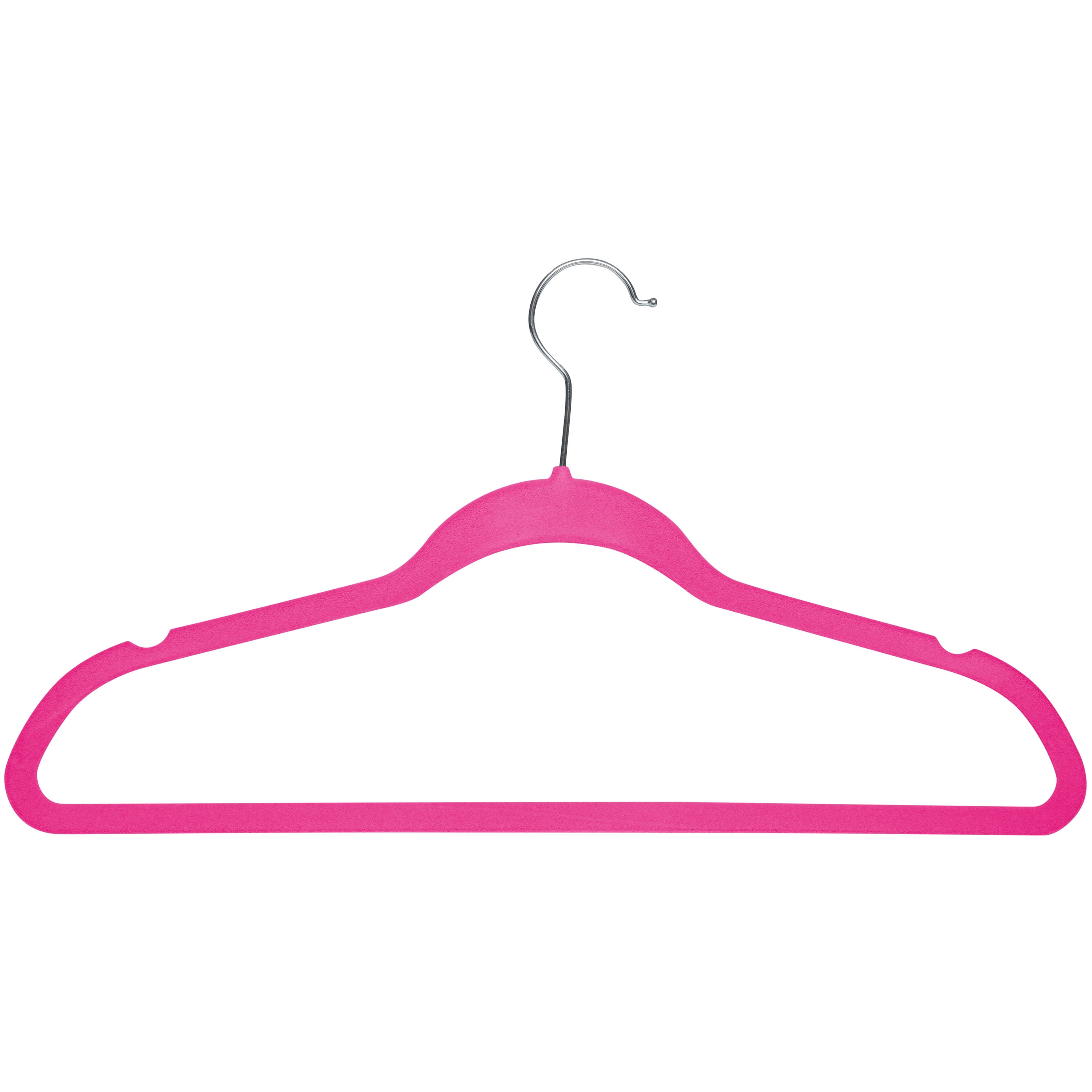 Simplify 100 Pack Durable Velvet Clothing Hangers in Pink