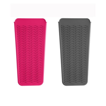 Wusi 2 Pack Heat Resistant Silicone Mat Pouch for Flat Iron, Curling Iron,Hair Straightener,Hair Curling Wands,Hot Hair Tools (Grey & Pink)