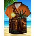 thumbnail image 2 of Camisa hawaiana de vacaciones con máscara tropical para hombre, camiseta de manga corta para exteriores, vacaciones hawaianas, camisa hawaiana de verano, camisa naranja, 2 of 4
