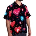 thumbnail image 2 of Valentine's Day Love ECG Men's Short Sleeve Hawaiian Poplin Shirt, Casual Printed Button Down Summer Beach Shirts - Unisex, 2 of 6