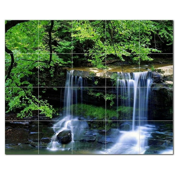 Waterfall Photo Ceramic Tile Mural Kitchen Backsplash Bathroom Shower, 406118-XL