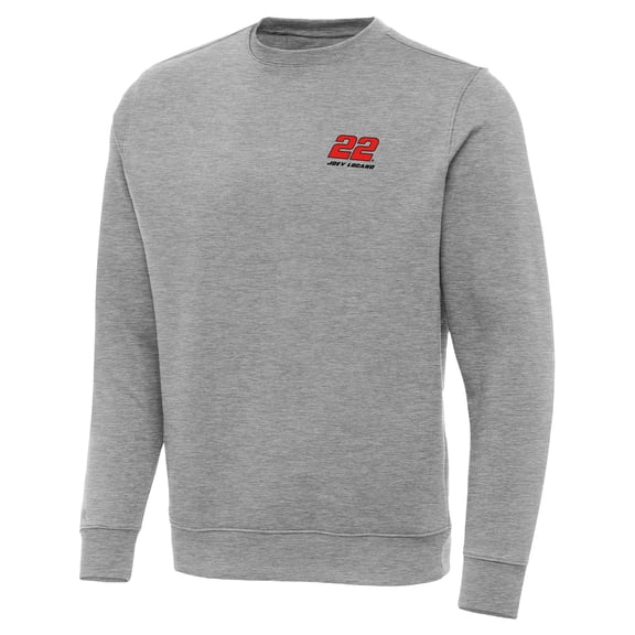 Men's-Antigua Heather Gray Joey Logano Victory Pullover Sweatshirt