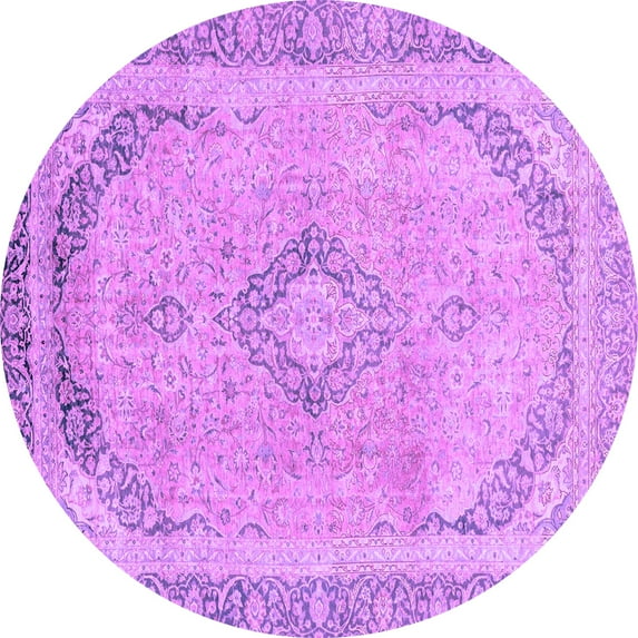 Ahgly Company Indoor Round Abstract Purple Modern Area Rugs, 3' Round