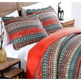 thumbnail image 2 of Chezmoi Collection Odette Boho Chic Bohemian 100% Cotton Quilt Set, King, Orange, 3-Pieces, 2 of 6