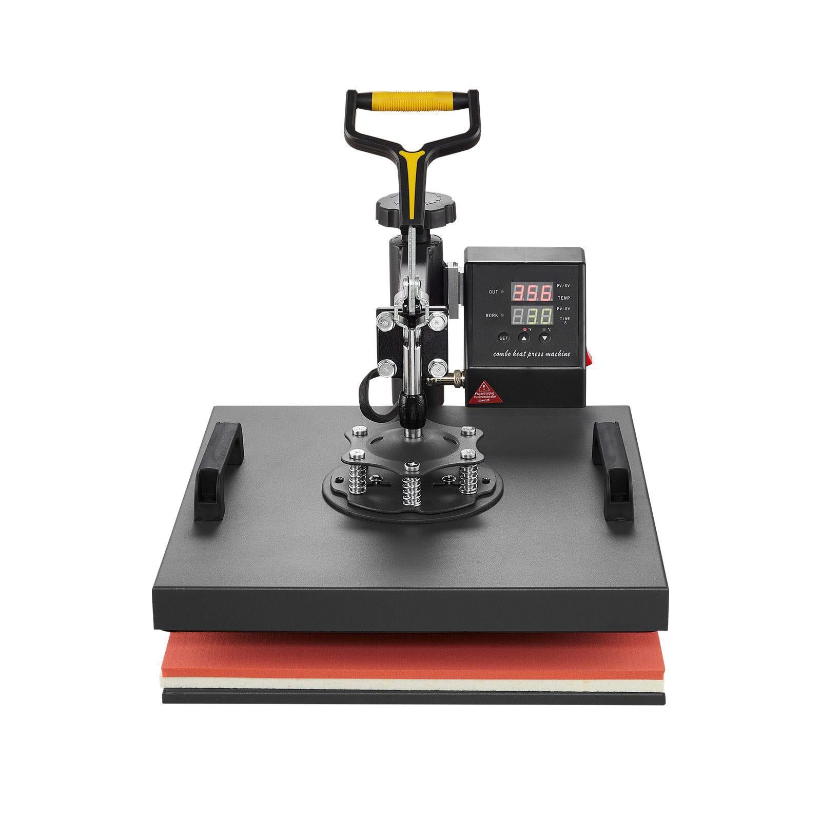 15x15 Inch Heat Press Machine 2 in 1 T Shirt and Hat Press with 360 Degree Swing Away Digital Control Fast Even Heating for T Shirts Hats Caps Black