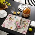 thumbnail image 3 of Easter Bunny Placemats Set of 8, Cute Rabbits Spring Daisy Flowers Retro Beige Placemats for Dining Table, Place Mats for Kitchen Tabletop, Waterproof Wipeable Dining Table Mats Set, 3 of 9