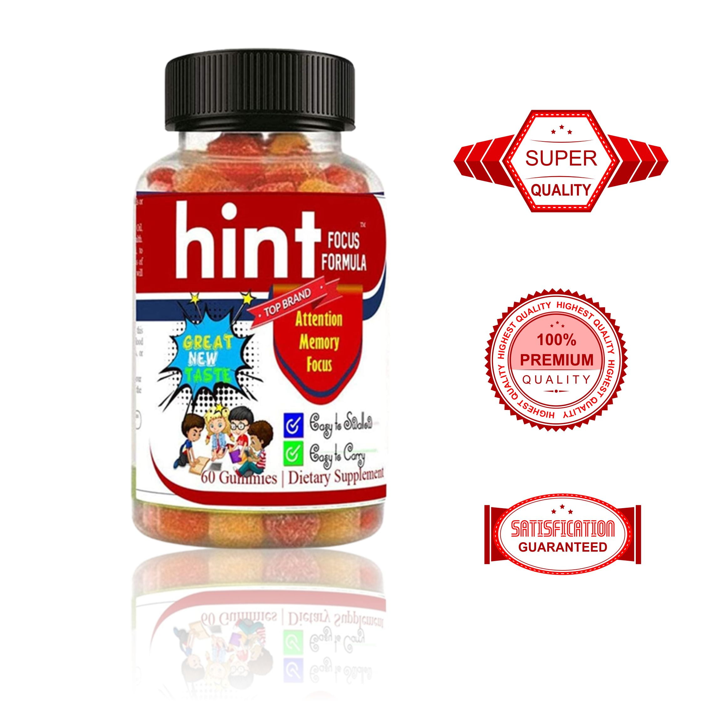 HINT Kids Brain Focus Gummies for Attention & Memory for Teens, Natural