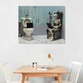 thumbnail image 2 of PIKWEEK Skeleton Bathroom Prints Funny Hipster Skull and Bones The Picture Prints on Canvas Wall Art for Bathroom Decor Stretched  16*12inch/20*16inch, 2 of 6