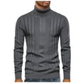 thumbnail image 2 of YHAJDS Men's Winter Casual Sweaters,Men's Sweater Mens Sweaters for the Winter Knitted Sweater Men Solid Color High Collar Long Sleeve Slim Knitted Base Layer, 2 of 5