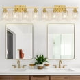 thumbnail image 6 of 4-Light Vanity Lights with Clear Glass Shades, Brushed Gold Bathroom Light Fixtures Over Mirror, Modern Bathroom Wall Lamp for Mirror Living Room Cabinet Bedroom Porch, 6 of 14