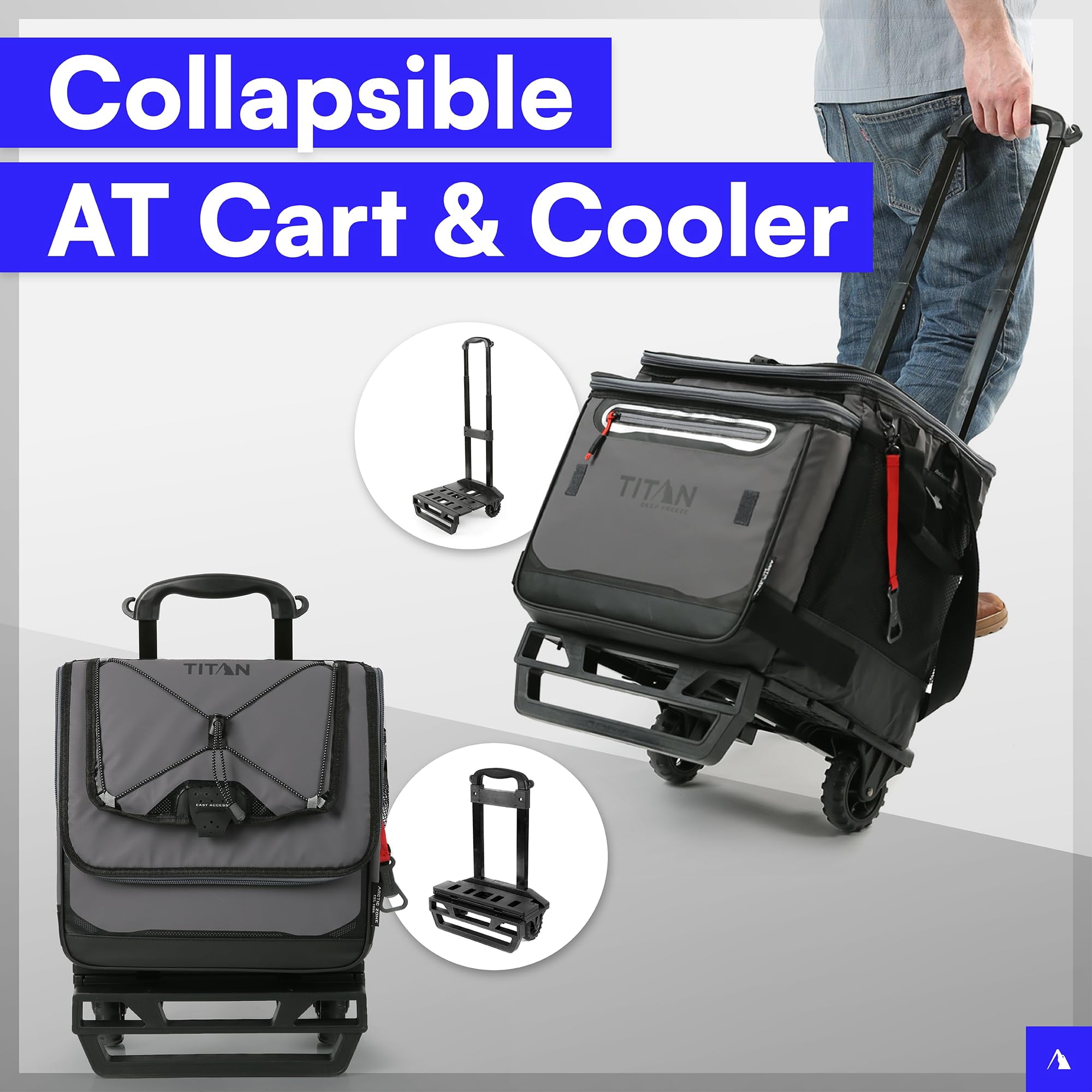 Titan by Arctic Zone 60 Can Collapsible Rolling Cooler, Sharkskin Gray