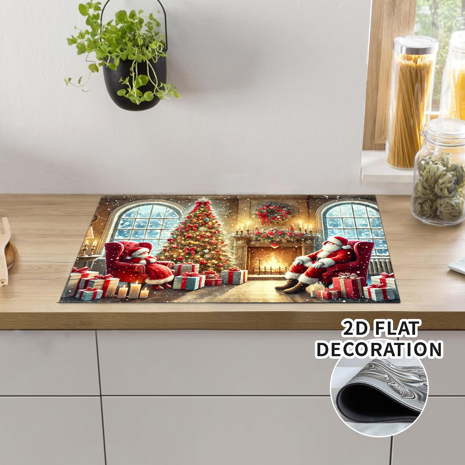 1pc Christmas Stove Cover Let It Snow Winter Stove Top Cover for Kitchen Decor Red Electric Stove Pad Xmas Party Non-Stick Gas Burners Covers Washable Countertop Protector Keep Stove Clean