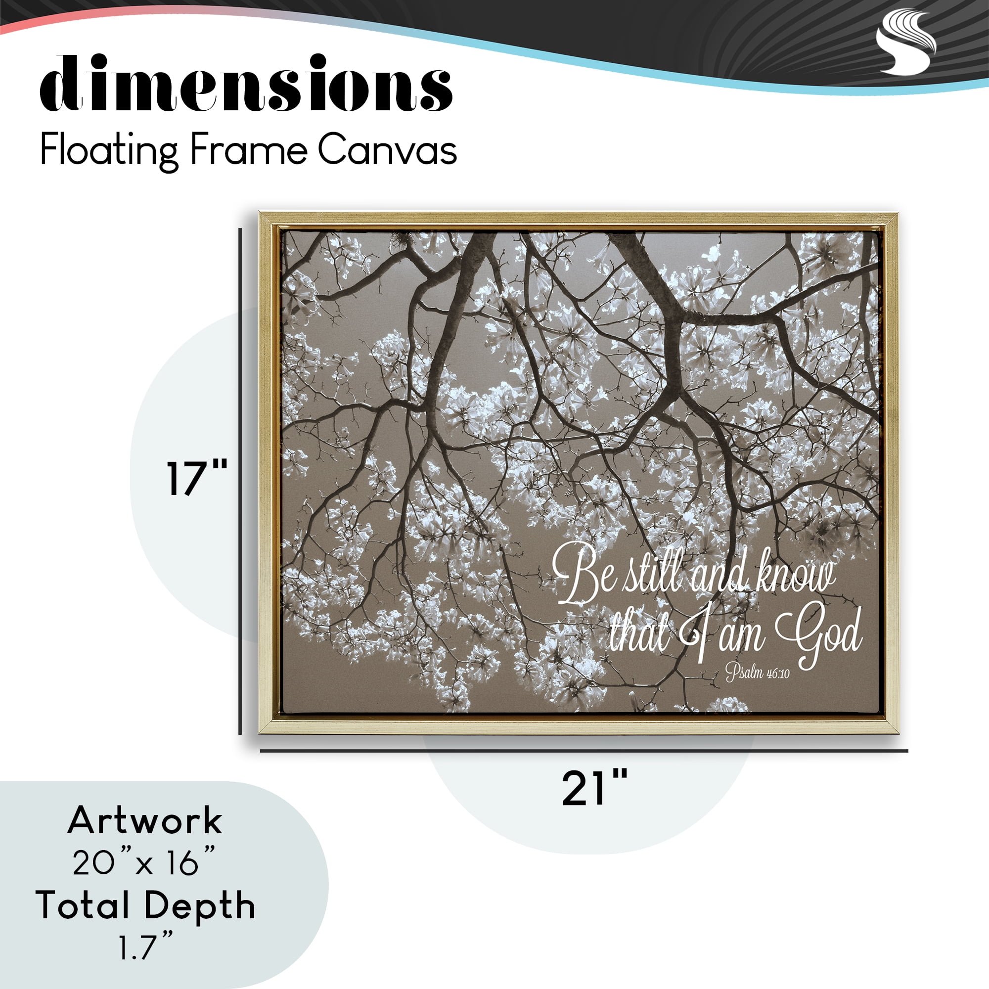 Stupell Industries Be Still Apple Blossoms Gold Framed Floater Canvas Wall Art, design by Gail Peck