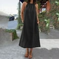 thumbnail image 2 of OSOLU Solid Color Women Linen Sleeveless Extra Long Back Lace Up Linen Sleeveless Extra Long Dress Soft Sundress Vacation 2025 Elegant Classy Dresses, 2 of 6