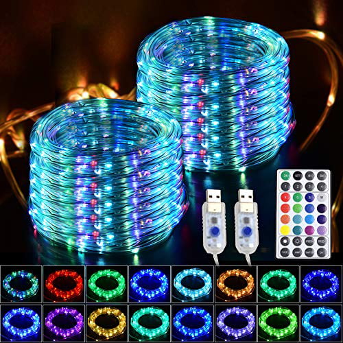 Glpe Led Rope Lights 2 Pack X 33ft 100, Coloured Outdoor Rope Lights