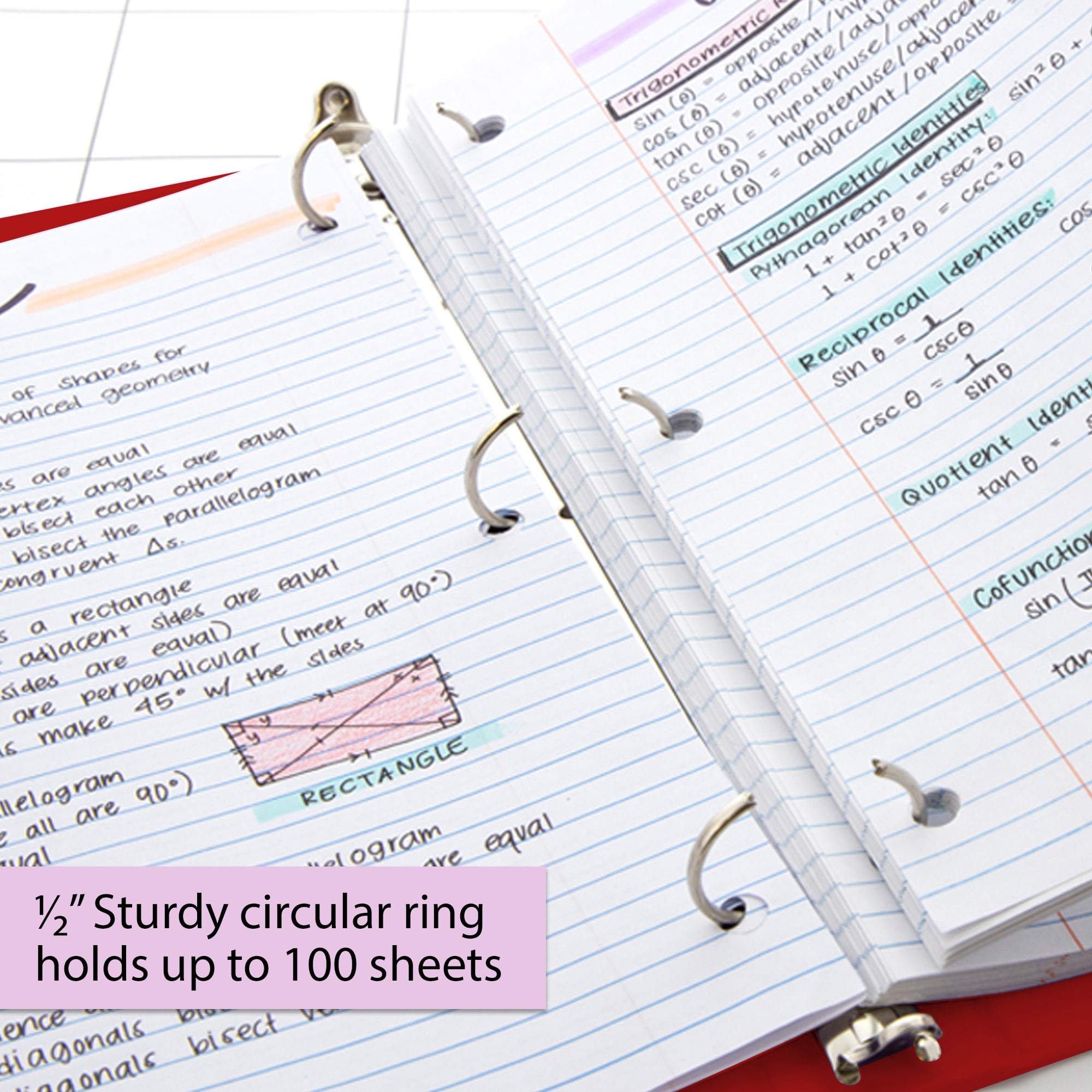 BAZIC 3 Ring Binder 1/2" Economy View Binders Burgundy, Hold 100 Sheets, 1-Count