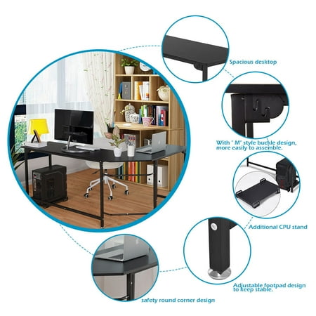 Gymax L Shaped Corner Computer Desk Pc Laptop Study Table