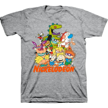 Mens Nickelodeon 90s Throwback Shirt - Retro Nick Group tee - Classic Nick Graphic T-Shirt (Athletic Heather, X-Large)