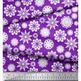 thumbnail image 3 of Soimoi Purple Modal Satin Fabric White Mandala Print Sewing Fabric Yard 42 Inch Wide, 3 of 3