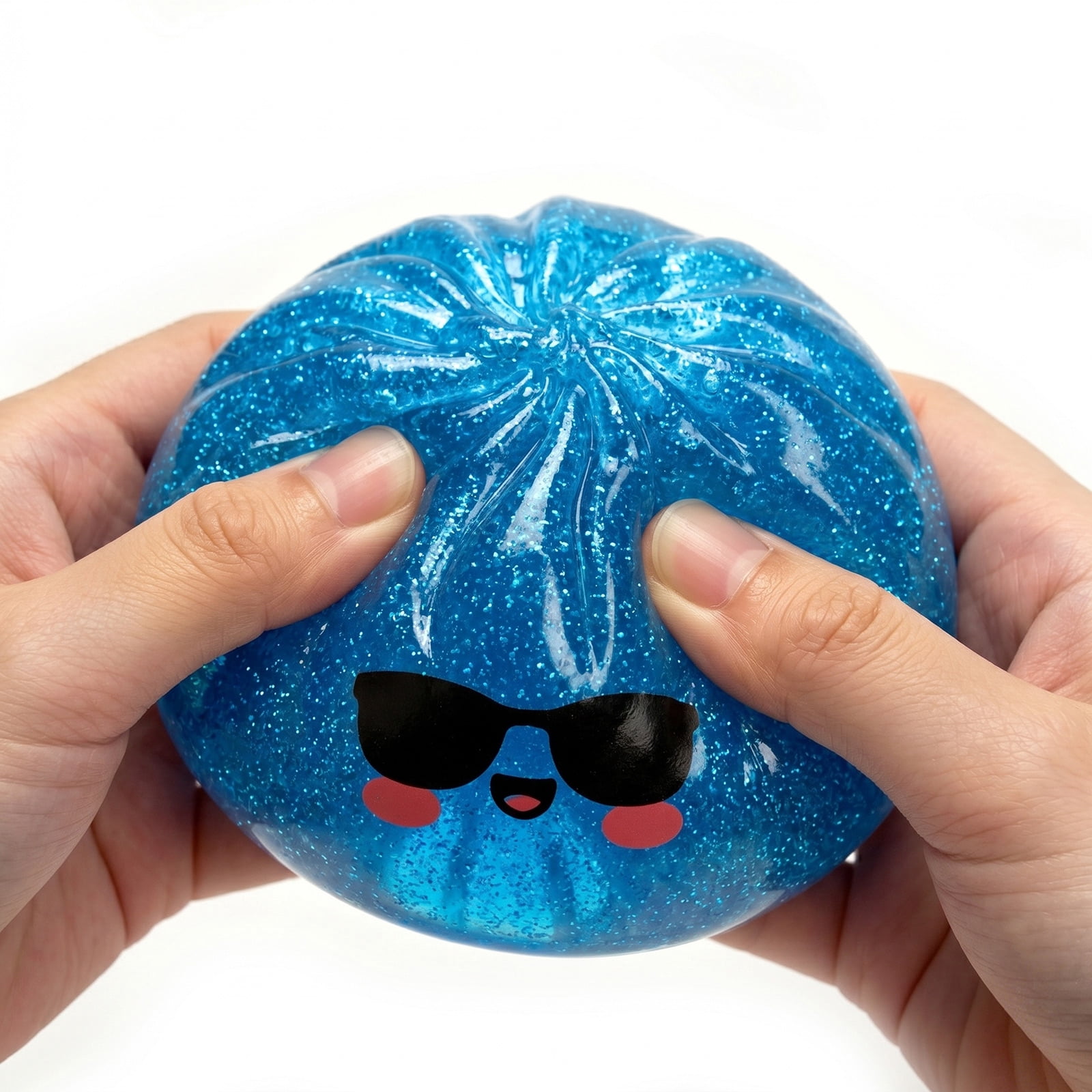 Shark Dumpling Squishy, Glitter Dumpling Squishy, Stress Relief for Kids Adults, Novelty Gag Gift