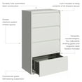 thumbnail image 3 of Hirsh 30 Inch Wide 4 Drawer Metal Lateral File Cabinet for Home and Office, Holds Letter, Legal and A4 Hanging Folders, White, 3 of 12