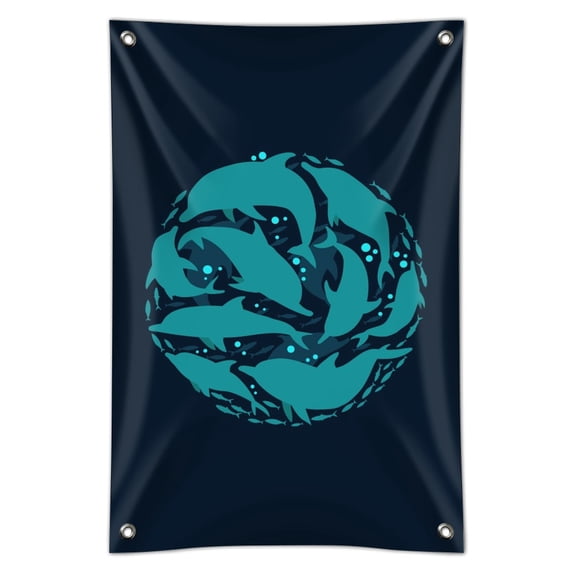 Dolphin Circle Sardines Ocean Fish Home Business Office Sign