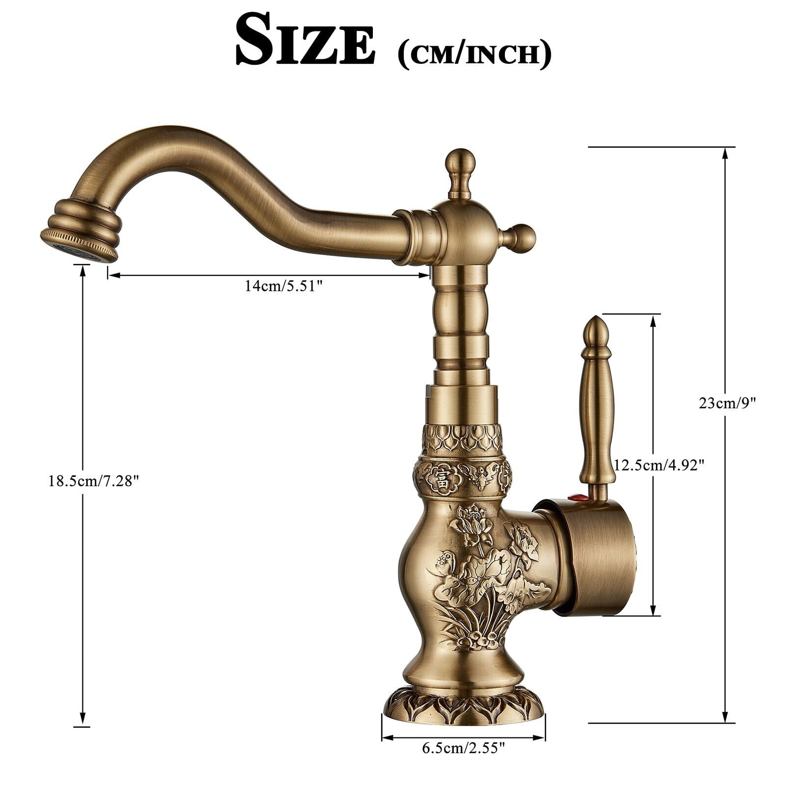 Antique Brass Bathroom Sink Faucet Lavatory Vanity Basin Mixer Faucet with Drain