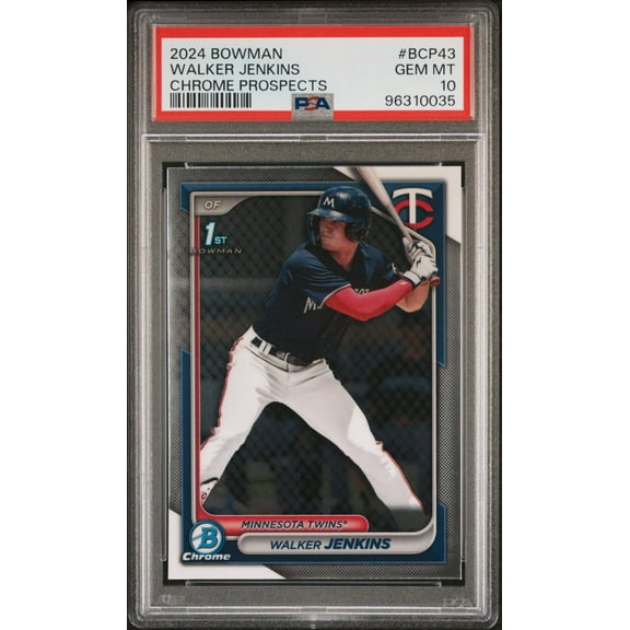 Graded 2024 Topps Bowman Walker Jenkins #BCP43 Chrome Prospects Rookie RC Baseball Card PSA 10 Gem Mint