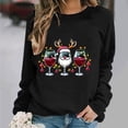 thumbnail image 2 of Oalirro Christmas Sweatshirts for Women Long Sleeve Graphic Cute Womens Shirts Merry Christmas Wine Glass Print Black Crew Neck Top, L, 2 of 6