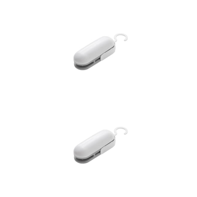 Riwesomey Sellador al vacío ABS Mini color sólido colgante 2 en 1 paquete de bolsa de bocadillos máquina herramienta de sellado con colgador Gris 2piezas