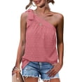 thumbnail image 1 of Un hombro Top Loose fit Pure color casual transpirable mujeres camisa sin mangas para el verano rojo Russet M, 1 of 4